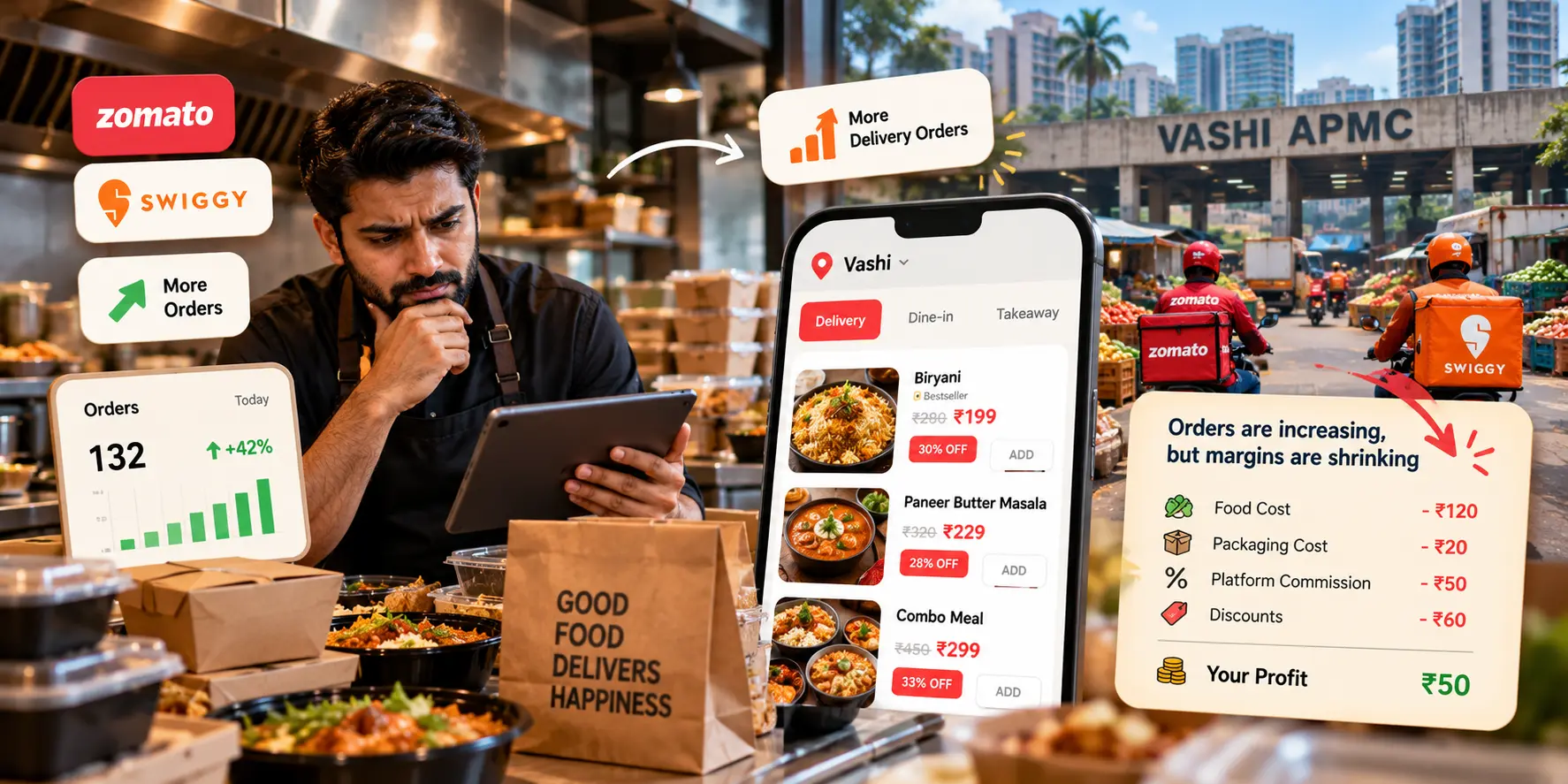 Restaurant sales growth strategies in Mumbai to increase delivery orders and improve profit margins